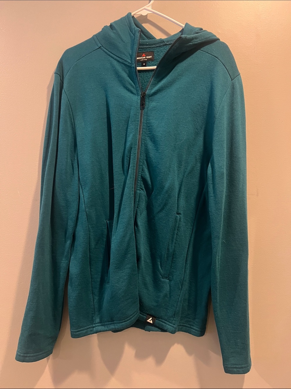 American Giant Teal Full-Zip Performance Jacket with Hood